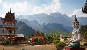 Capture the vibrant beauty of Vang Vieng in the dry season